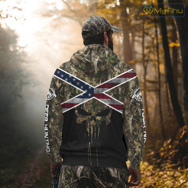 Camo Deer Hunting Shirts with US Flag, Personalized Deer Hunting Shirt, Hunting Gifts for Men NBT95
