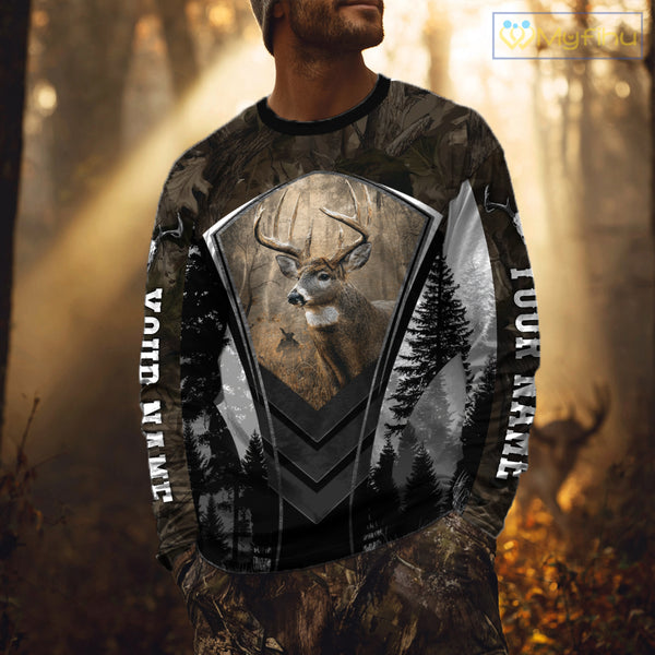 Beautiful Whitetail Deer Hunting Brown Camo 3D All Over Printed Shirts, Hunting Gifts for Hunters NBT87