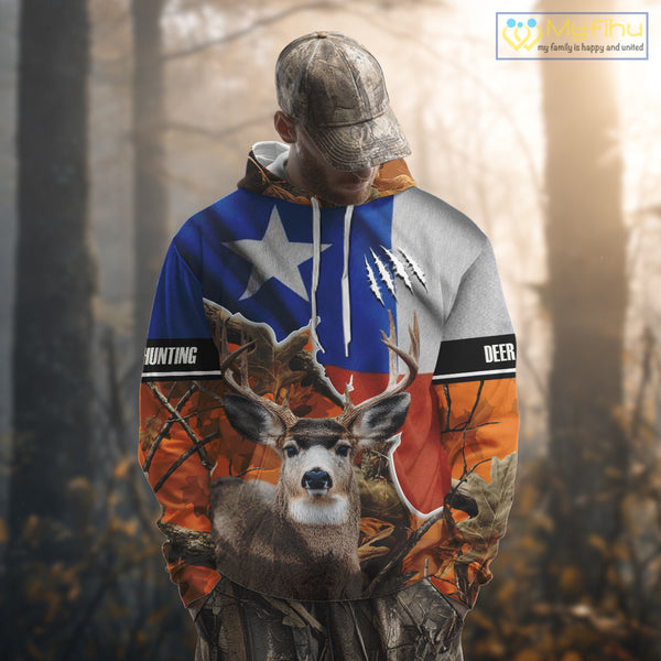 Deer Hunting Orange Camo Texas Flag 3D All Over Print Shirts - Gift Ideas for Hunter NBT24