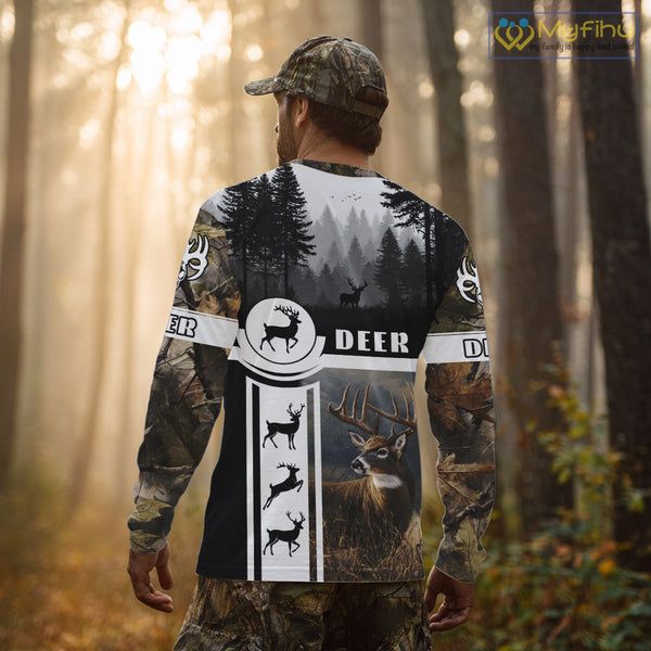 Deer Hunting Brown Camouflage Custom Shirts, Camouflage Deer Shirt, Hunting Gifts NBT74