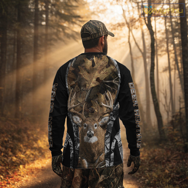 Whitetail Deer 3D All Over Printed Fall Season Camo Hoodie Custom Name Shirt NBT314