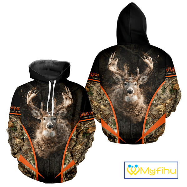 Personalized Whitetail Deer Hunting Shirt Brown Camo Custom Name, Deer Hunting Clothes NBT280