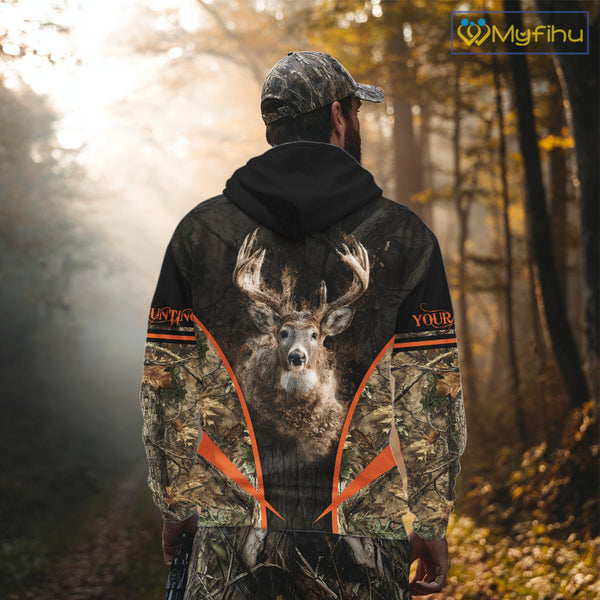 Personalized Whitetail Deer Hunting Shirt Brown Camo Custom Name, Deer Hunting Clothes NBT280