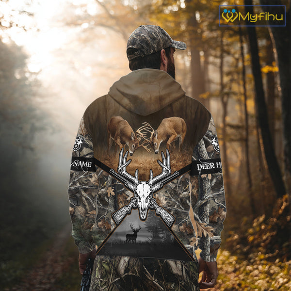 Whitetail Deer Hunting Custom Name Camo Shirt, Deer Hunting Clothing, Camouflage Deer Shirts NBT281