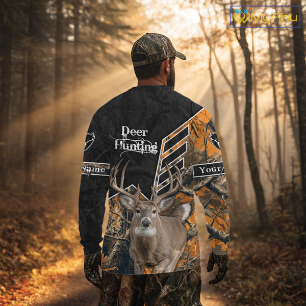 Whitetail Deer Hunting Camo Custom Name 3D Prints Shirts for Men, Hunting Gifts NBT182