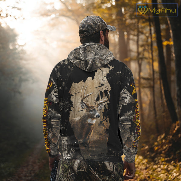 Personalized Deer Hunting 3D All Over Printed Hoodie Brown Camo, Hunting Gift NBT306