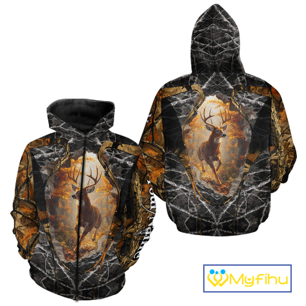 Personalized Deer Hunting 3D All Over Printed Camo Custom Name Shirt, Hunting Gift NBT311