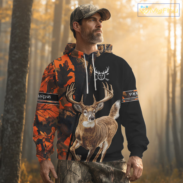 Orange Forest Camo Deer Hunting Shirts With Full All Over 3D For Deer Hunters NBT274