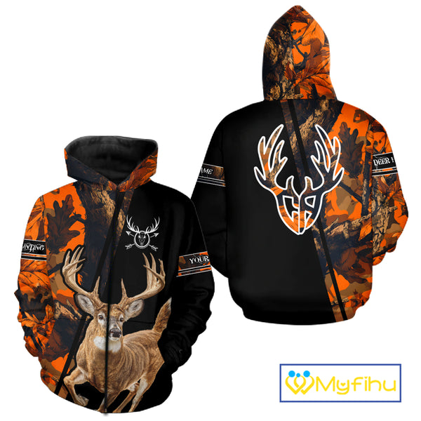 Orange Forest Camo Deer Hunting Shirts With Full All Over 3D For Deer Hunters NBT274