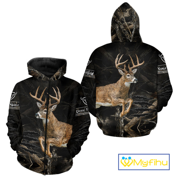 Deer Hunting Dark Camouflage Shirts for Deer Hunters, Personalized Hunting Shirts NBT278