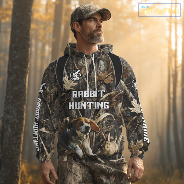 Custom Rabbit Hunting Beagle Dog 3D All Over Printed Shirts, Rabbit Hunting Clothes for Men NBT340