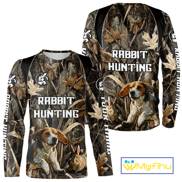 Custom Rabbit Hunting Beagle Dog 3D All Over Printed Shirts, Rabbit Hunting Clothes for Men NBT340