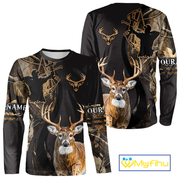 Deer Bow Hunting Camouflage Custom Name Shirts, Personalized Deer Hunting Clothes NBT342