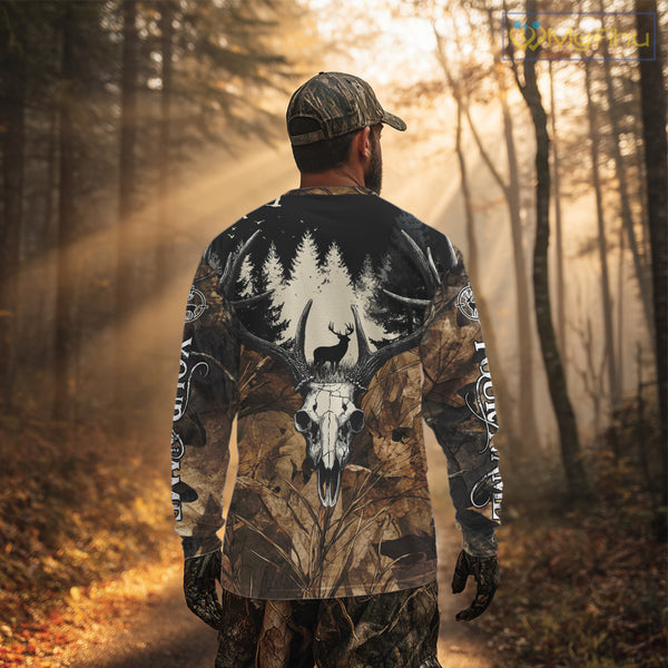 Personalized Deer Hunting Camo with Deer Skull 3D Printing Shirts Hunting Gift for Hunter NBT290
