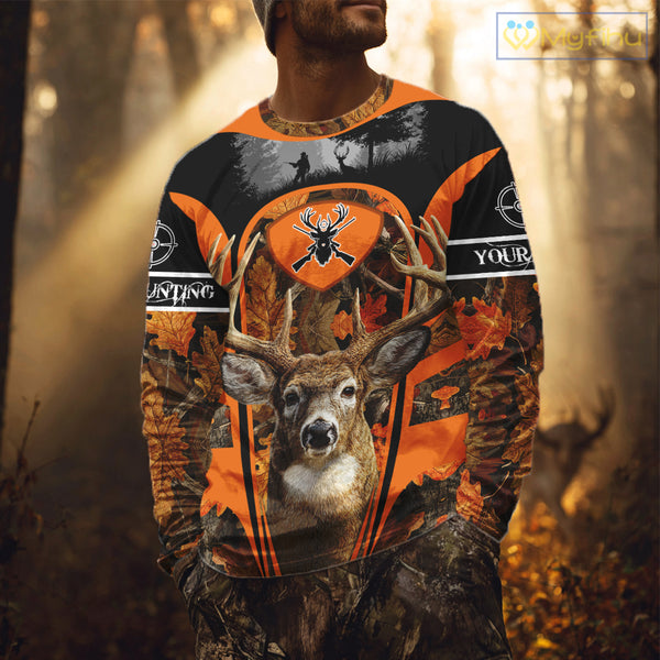 Personalized Deer Hunting 3D All Over Printed Shirts Custom Deer Camo Shirt Hunting Gifts NBT292