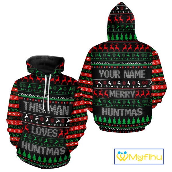 Deer Hunting Funny Ugly Christmas Sweatshirt Full Print Shirts Christmas Pattern, Christmas Gift NBT301