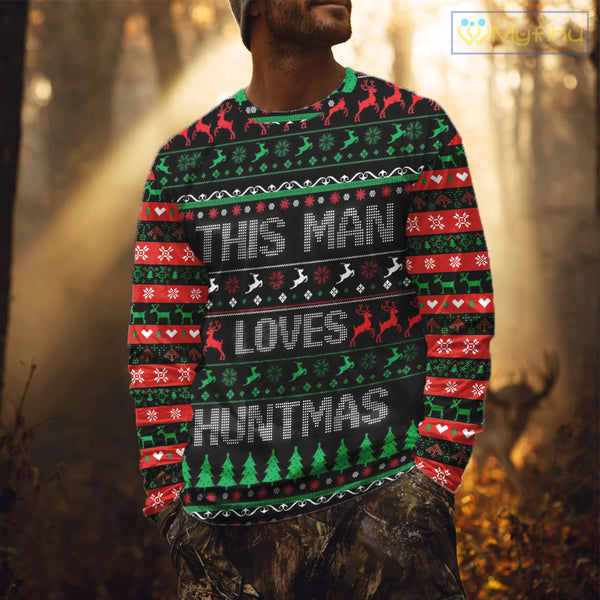 Deer Hunting Funny Ugly Christmas Sweatshirt Full Print Shirts Christmas Pattern, Christmas Gift NBT301
