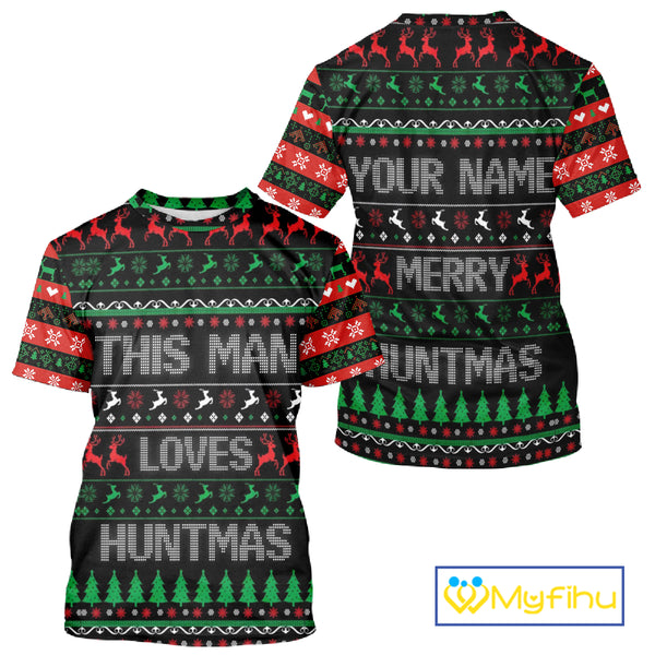 Deer Hunting Funny Ugly Christmas Sweatshirt Full Print Shirts Christmas Pattern, Christmas Gift NBT301