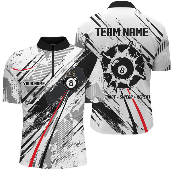 Personalized 8 Ball Billiards Shirts For Men, 8 Ball Pool Jerseys Custom Mens Billiard Shirts VHM1198