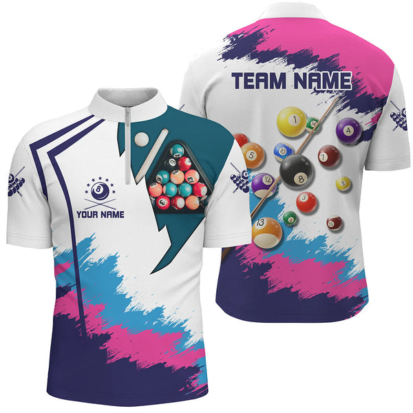 Personalized Colorful Billiard Shirts For Men Custom 3D Pool Balls Billiard 8 Ball Team Jerseys VHM1185