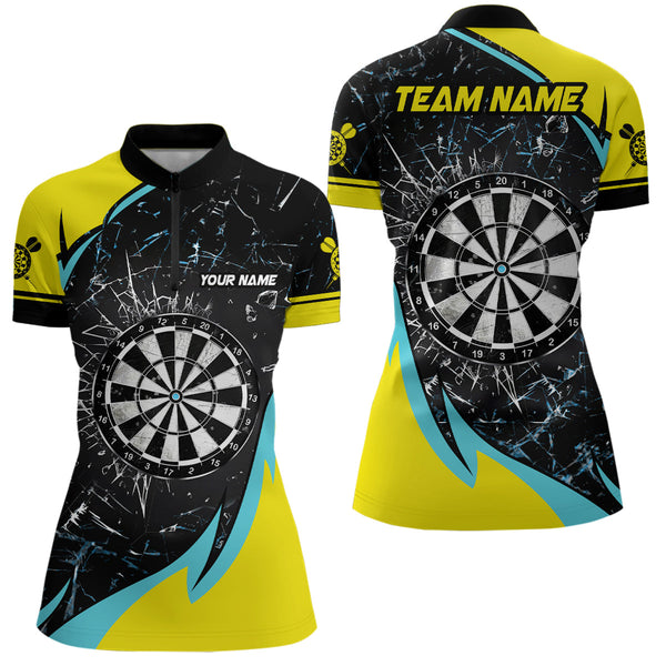 Personalized Yellow Blue Glass Break Dart Shirts Custom Dart Jerseys For Women Dart Team Shirts VHM1192