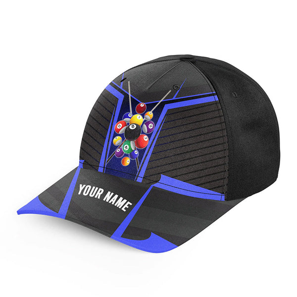 Personalized Blue Jerseys Billiard Balls Caps, Best Custom Name Billiard Hats For Pool Player TDM0907