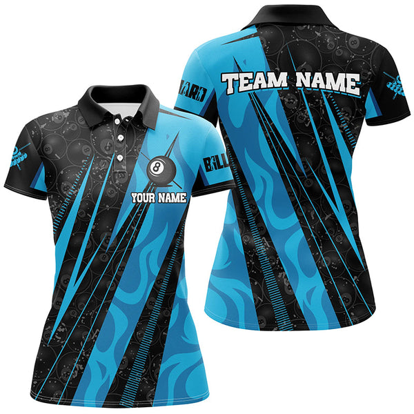 Personalized Blue Billiard Tournament Sport Shirts For Women, Best Billiard Team Jerseys Uniform TDM1768