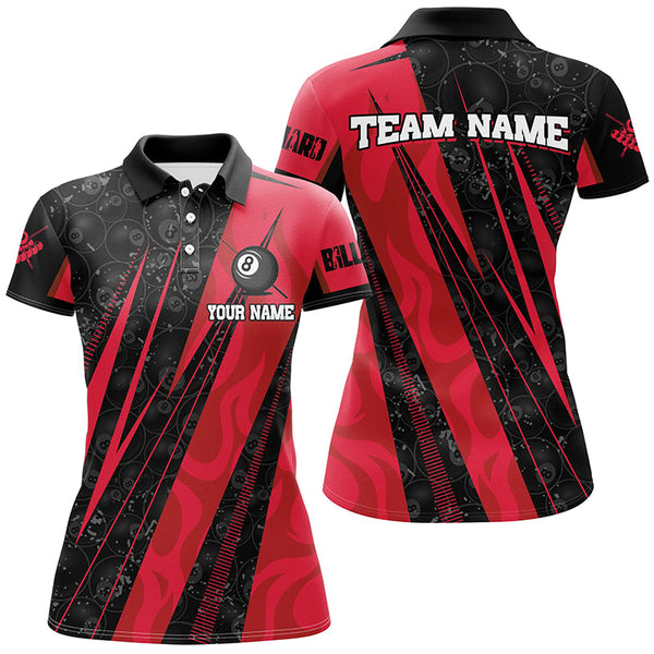 Personalized Red Billiard Tournament Sport Shirts For Women, Best Billiard Team Jerseys Uniform TDM1769