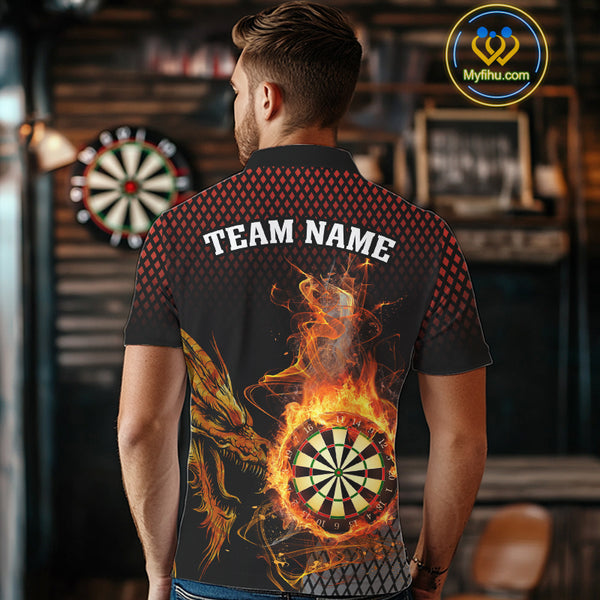 Personalized Dartboard Flame Smoke Custom Dragon Darts Shirt For Men, Darts Team Jersey |Orange TDM4311