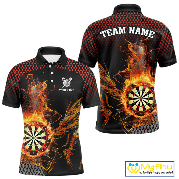 Personalized Dartboard Flame Smoke Custom Dragon Darts Shirt For Men, Darts Team Jersey |Orange TDM4311