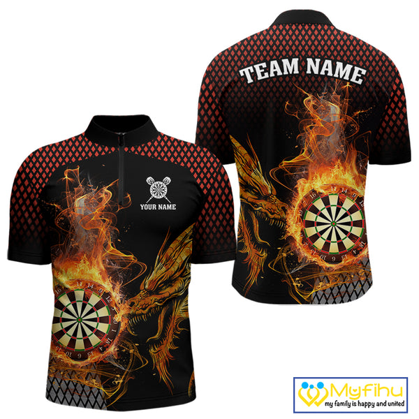 Personalized Dartboard Flame Smoke Custom Dragon Darts Shirt For Men, Darts Team Jersey |Orange TDM4311