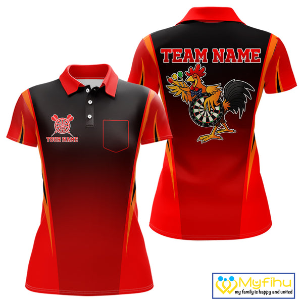 Funny Rooster Darts Shirt With Pocket Option For Women Custom Darts Jersey TDM5151
