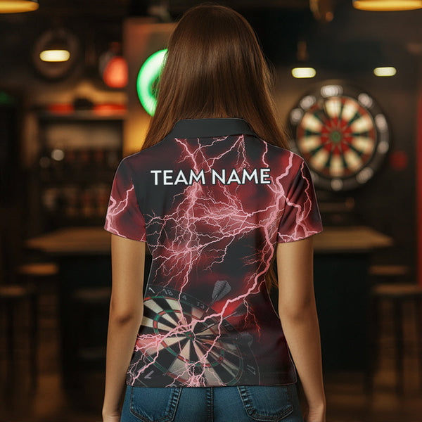 Red Black Thunder Lightning Dart Shirt & Pocket For Women Custom Dart Jersey TDM3523
