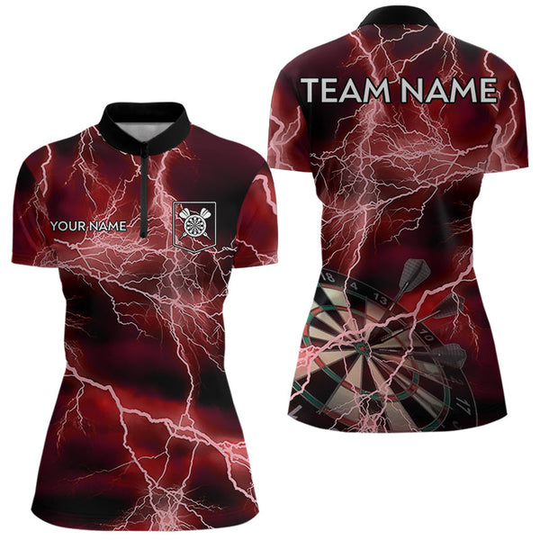 Red Black Thunder Lightning Dart Shirt & Pocket For Women Custom Dart Jersey TDM3523