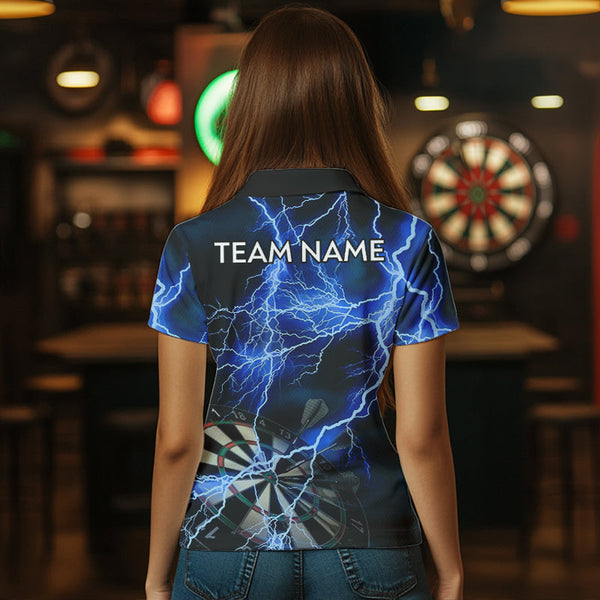 Blue Black Thunder Lightning Dart Shirt & Pocket For Women Custom Dart Jersey TDM3524