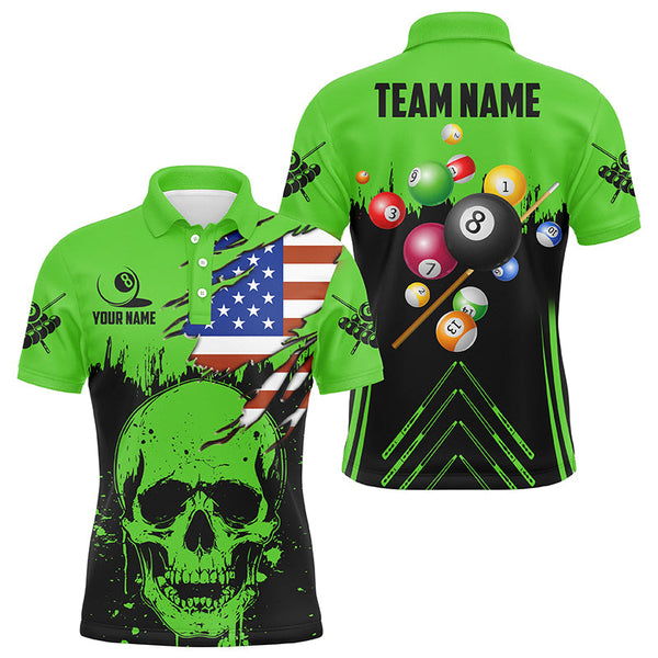 Personalized Multi-Color Billiard Grunge Skull Custom US Flag Patriotic Billiard Balls Shirts Jersey TDM1594