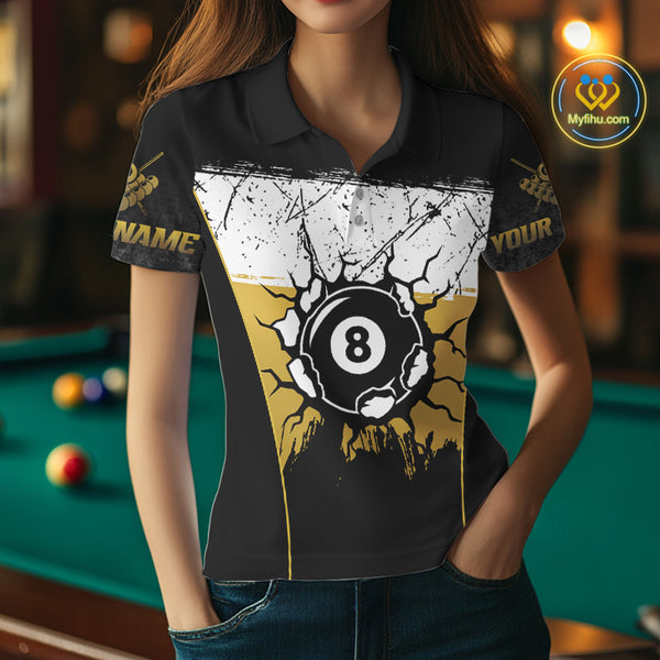 Personalized Yellow Funny Break 8 Ball Grunge Billiard Shirt For Women Custom Pool Team Jersey TDM4338