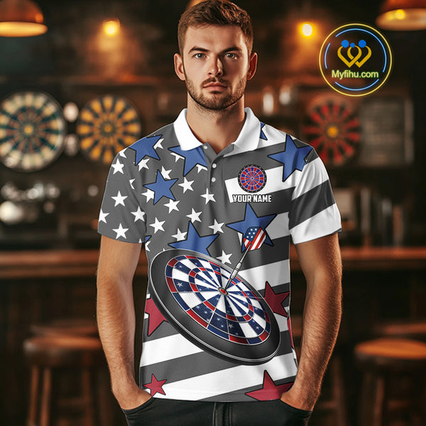 Patriotic American Flag Eagle Dart Shirts For Men Custom Darts Jerseys Team Polo & 1/4 Zip TDM3883