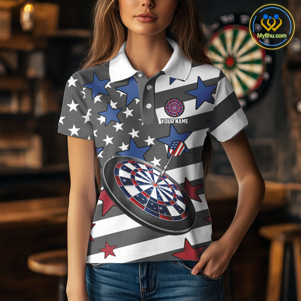Patriotic American Flag Eagle Dart Shirts For Women Custom Darts Jerseys Team Polo & 1/4 Zip TDM3883