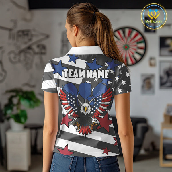 Patriotic American Flag Eagle Dart Shirts For Women Custom Darts Jerseys Team Polo & 1/4 Zip TDM3883
