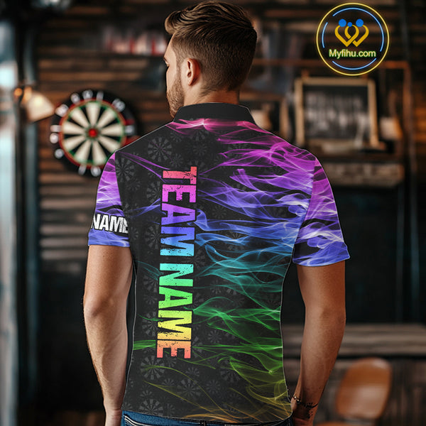 Custom Rainbow Smoke Darts Shirt For Men, Darts Team Jersey Pocket Option TDM3886