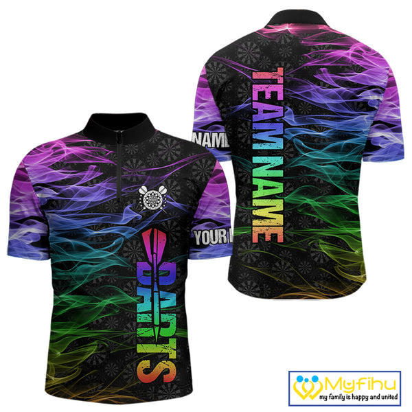 Custom Rainbow Smoke Darts Shirt For Men, Darts Team Jersey Pocket Option TDM3886