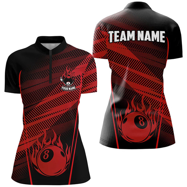 Personalized Red Jerseys 8 Ball Billiard Shirts For Women Custom Billiard 8 Ball Pool Team Shirts TDM2001