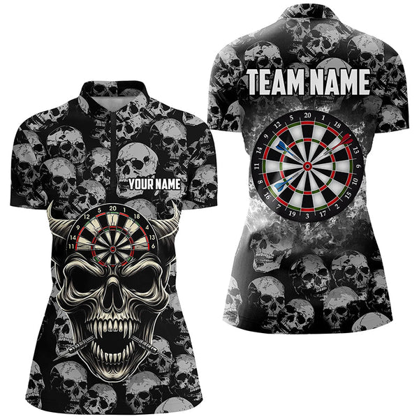 Personalized Retro Skull Pattern Darts Shirts For Women Custom Funny Skull Darts Jerseys For Team TDM2472