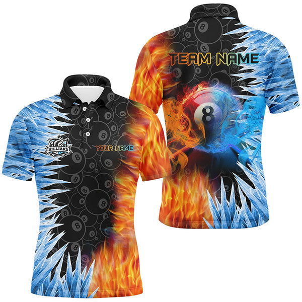 Billiard Ice And Fire Customized 8 Ball Pool Jerseys For Men, 3D Printed Billiard Team Shirts TDM2475