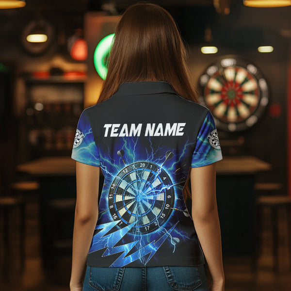 Blue Dartboard Storm Lightning Dart Shirts For Women Custom Dart Jerseys TDM3553
