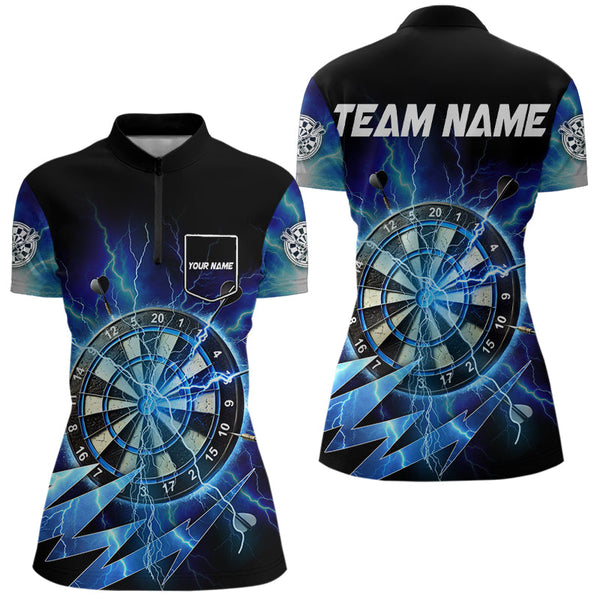 Blue Dartboard Storm Lightning Dart Shirts For Women Custom Dart Jerseys TDM3553
