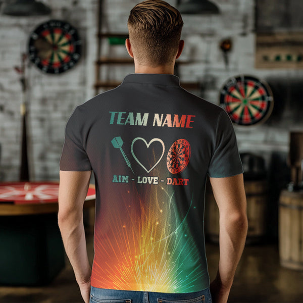 Custom Rainbow Aim Love Dart Shirt With Pocket Option For Men, Dart Jersey TDM3713
