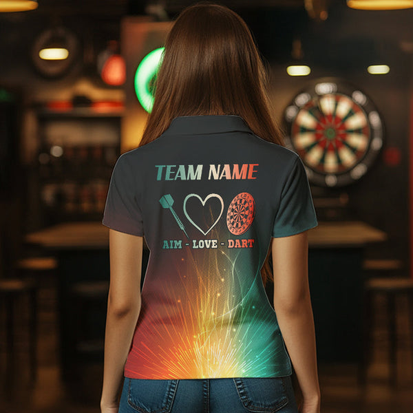 Custom Rainbow Aim Love Dart Shirt With Pocket Option For Women, Dart Jersey TDM3713