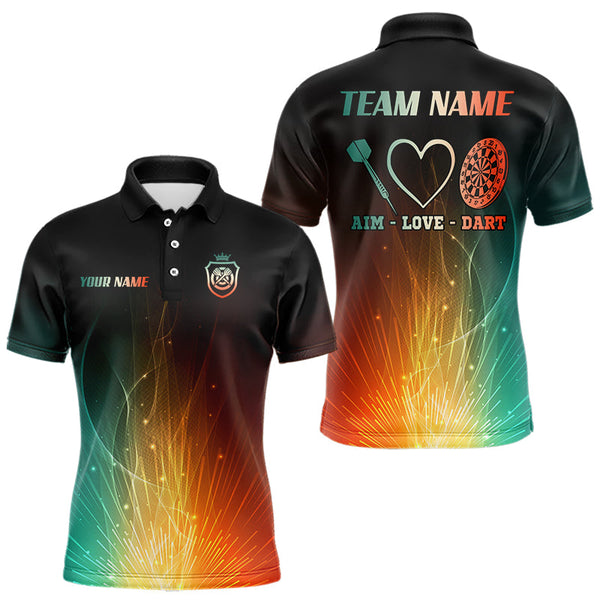Custom Rainbow Aim Love Dart Shirt With Pocket Option For Men, Dart Jersey TDM3713